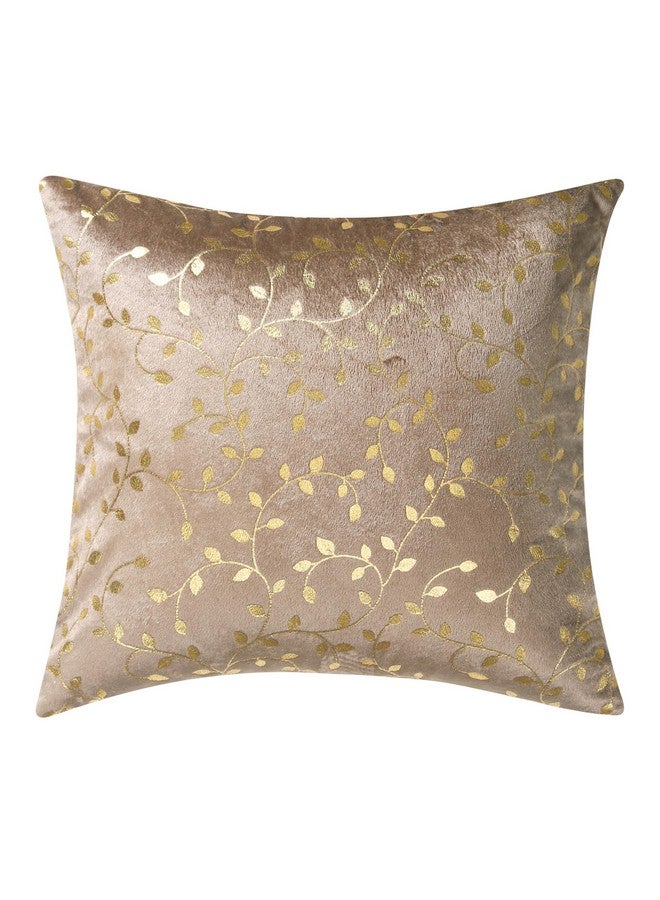 RD TREND Velvet Cushion Covers, 40 x 40 cm/16 x 16 inches, Set of 5,250 TC, Side Zipper (Light Brown) - Image 3