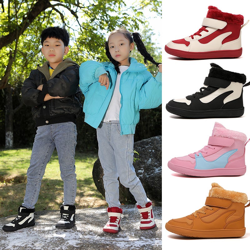 New Winter Children'S Waterproof Barefoot Cotton Shoes Large Children'S Men'S Fleece-Lined Thickened Snow Boots Women'S Non-Slip Warm - Image 2