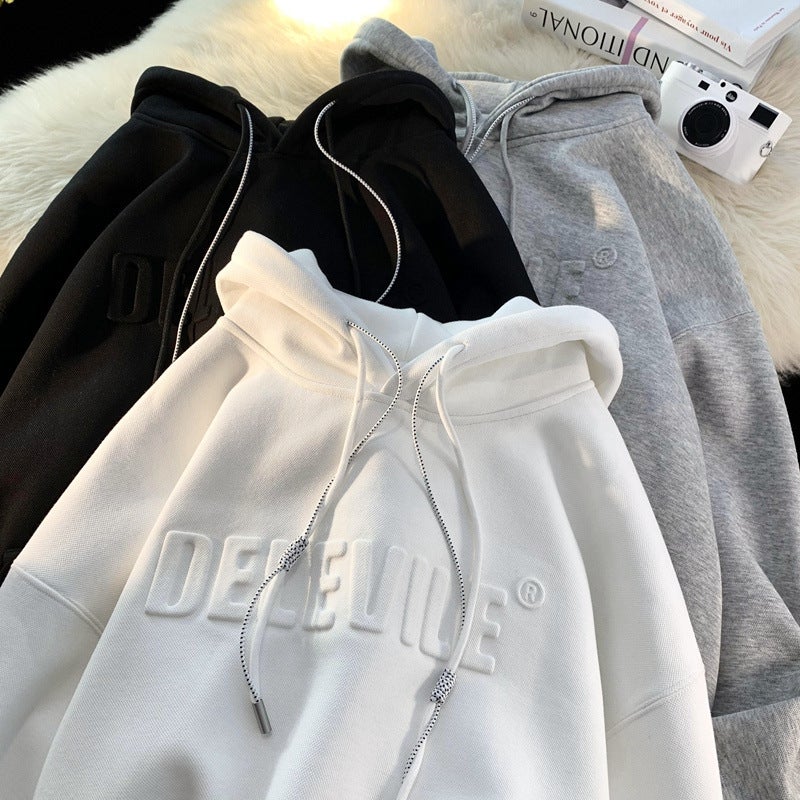 vintage Sweatshirt Mens Hooded oversize320g Heavy Spring and Autumn Fashion Brand hoodie American Lazy chic White - Image 4