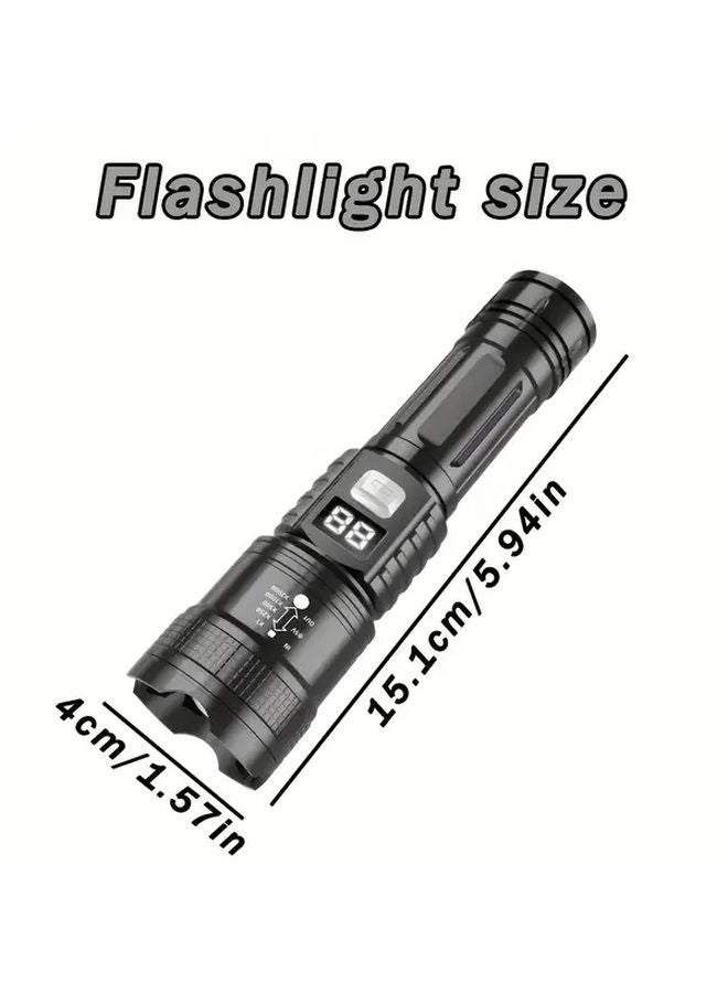 Black Flashlight 450mAh Zoomable Type C Charging Portable High Lumen Long Range Outdoor - Image 4