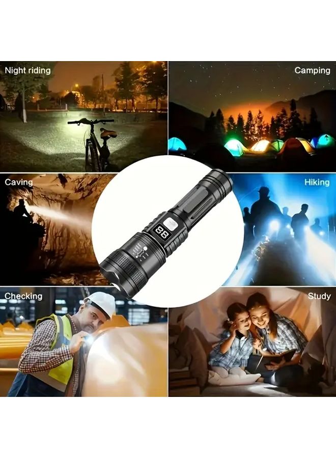 Black Flashlight 450mAh Zoomable Type C Charging Portable High Lumen Long Range Outdoor - Image 5