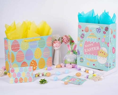 JWSCYSY 2Pcs 12.6" Large Easter Gift Bags with Card and Tissue Paper for Kids. - Image 3