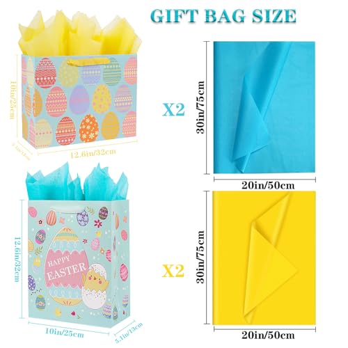 JWSCYSY 2Pcs 12.6" Large Easter Gift Bags with Card and Tissue Paper for Kids. - Image 2