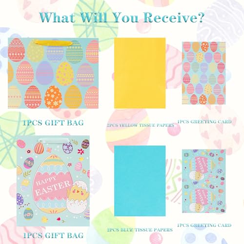 JWSCYSY 2Pcs 12.6" Large Easter Gift Bags with Card and Tissue Paper for Kids. - Image 4