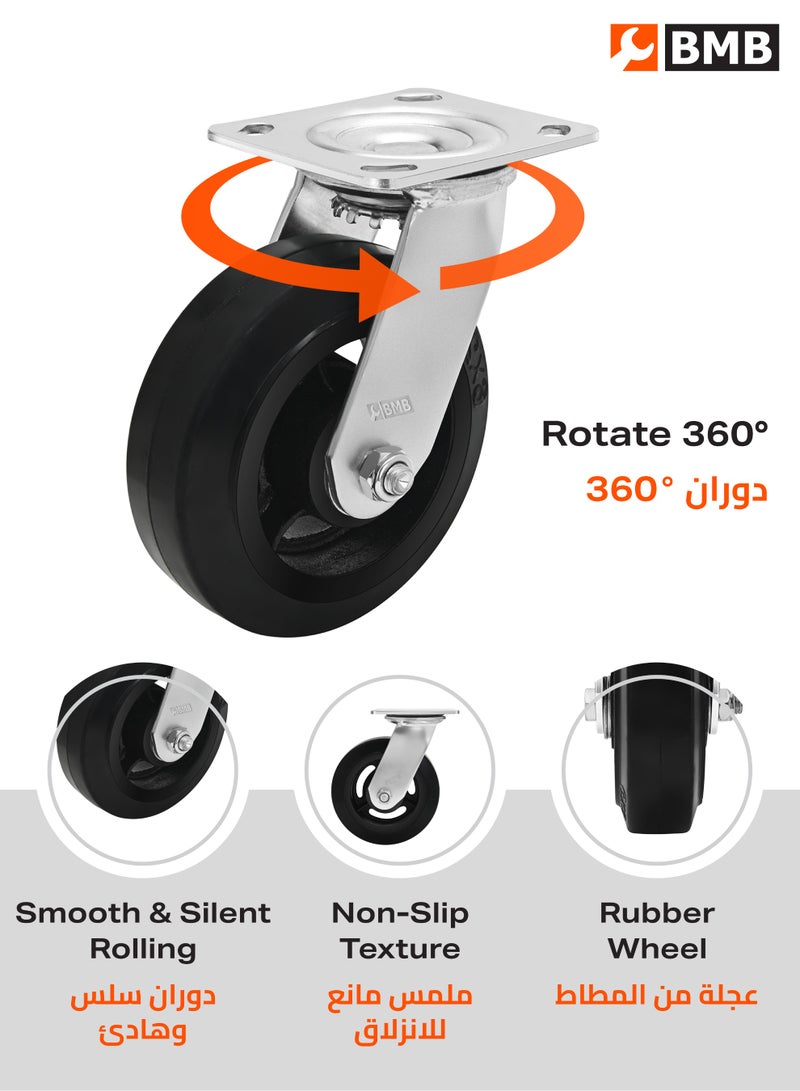 بي إم بي تولز عجلة متحركة من المطاط مع كرة مزدوجة 160 ملم  - أسود - Image 4