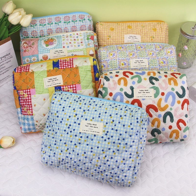 Large-Capacity Cosmetic Bag Printed Storage Bag Liner Bag Portable Storage Student Organizer Wash Quilted Cotton Bag - Image 3