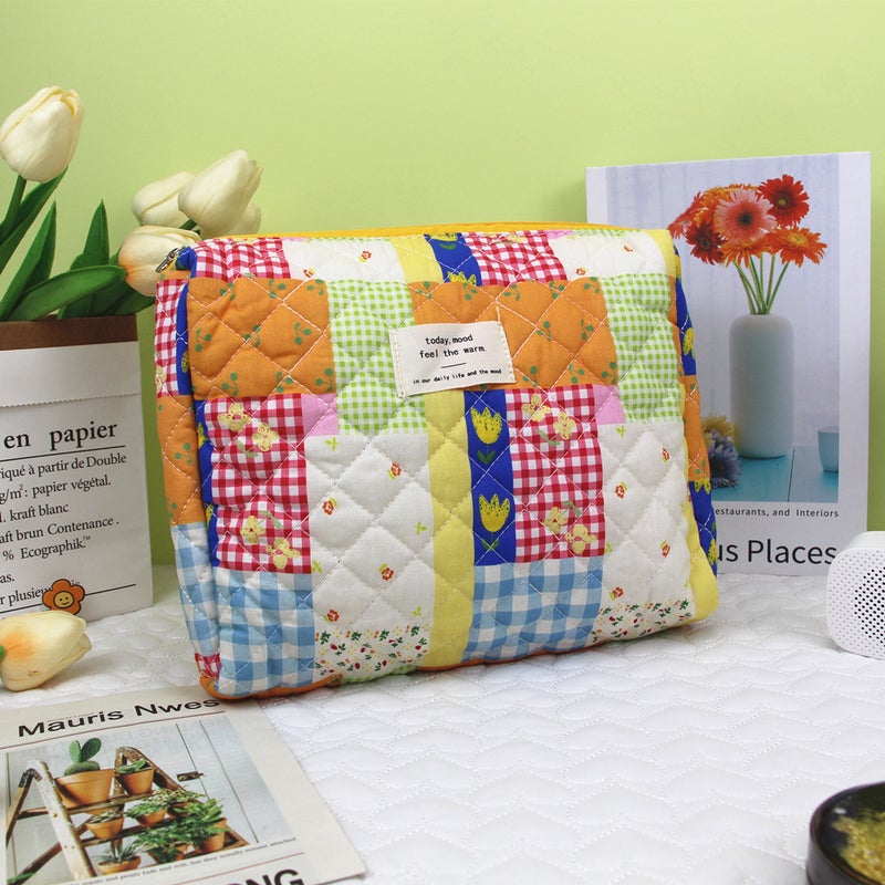 Large-Capacity Cosmetic Bag Printed Storage Bag Liner Bag Portable Storage Student Organizer Wash Quilted Cotton Bag - Image 1