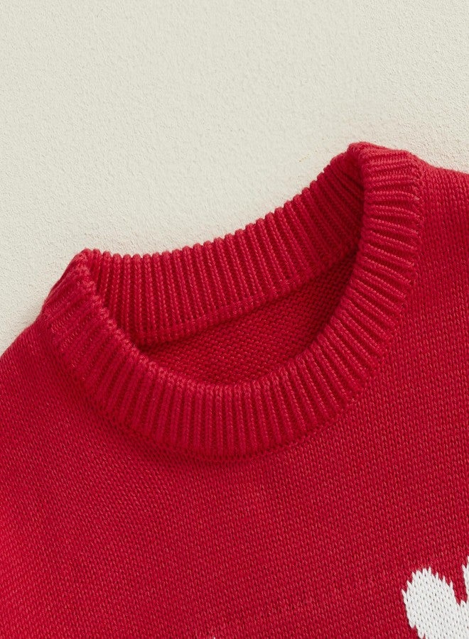 Frietlebird Toddler Boy Girl Knit Sweater Christmas Outfit Ugly Christmas Sweater Deer Print Crewneck Sweatshirt Warm Winter Clothes (A-Red Lamp Deer,3-4T) - Image 3