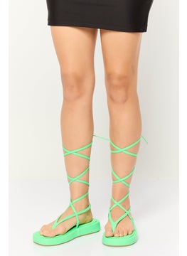PUBLIC DESIRE Women Tie Closure Sandals,  Green  - Image 1