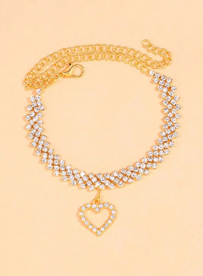 تايك تو Take Two Embellished Anklet with Heart Drop