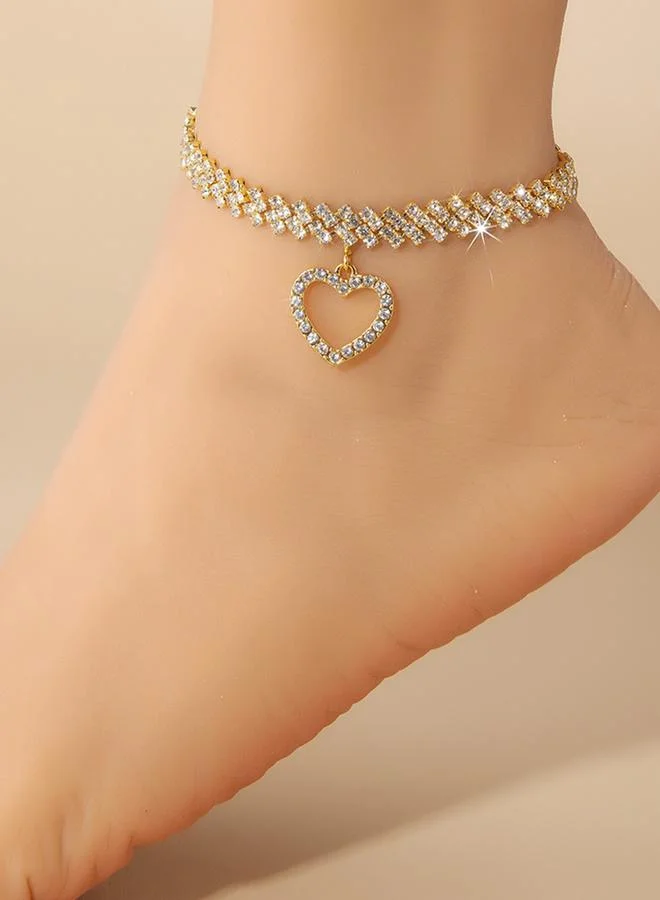 Take Two Take Two Embellished Anklet with Heart Drop