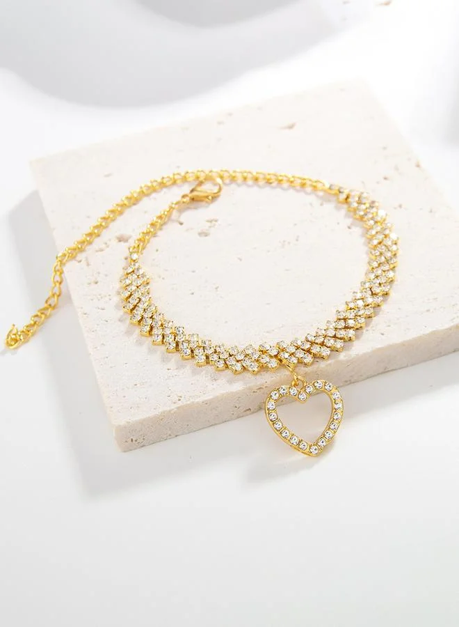 تايك تو Take Two Embellished Anklet with Heart Drop