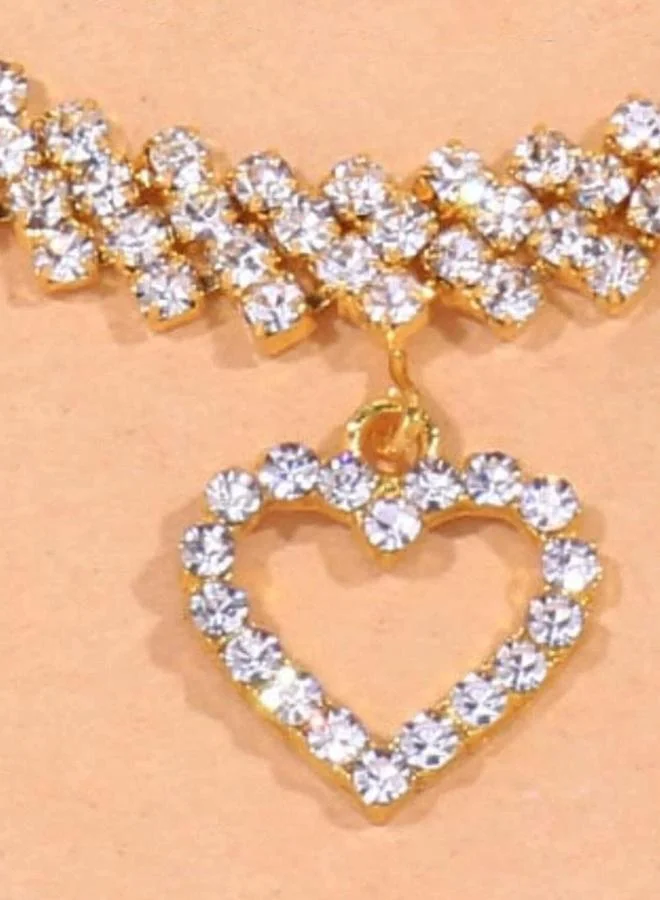 تايك تو Take Two Embellished Anklet with Heart Drop