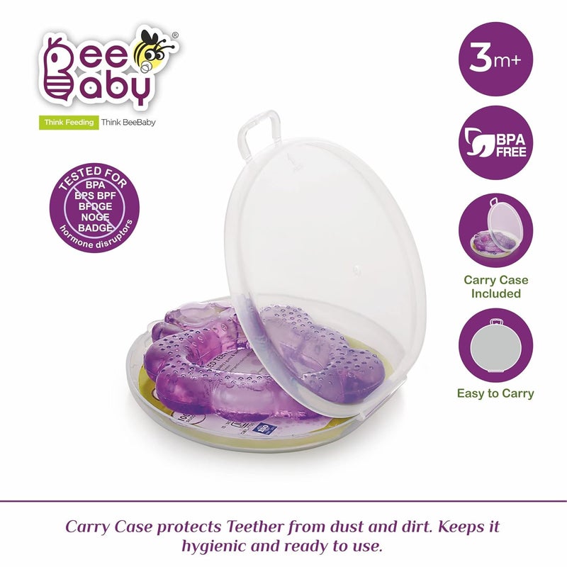 Beebaby Teethers for 6 to 12 Months BPA Free. Cooling Water Filled Baby Teether, Soft Teething Toy for Babies with Carry Case, Soothes Gums and Easy to Grip. 100% BPA, PVC Free. (Strawberry & Grapes - Pink_Violet, Pack of 2) - Image 3