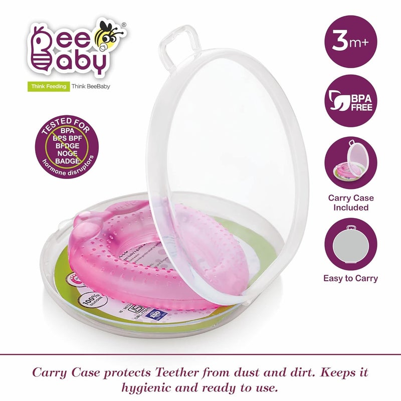 Beebaby Teethers for 6 to 12 Months BPA Free. Cooling Water Filled Baby Teether, Soft Teething Toy for Babies with Carry Case, Soothes Gums and Easy to Grip. 100% BPA, PVC Free. (Strawberry & Grapes - Pink_Violet, Pack of 2) - Image 2