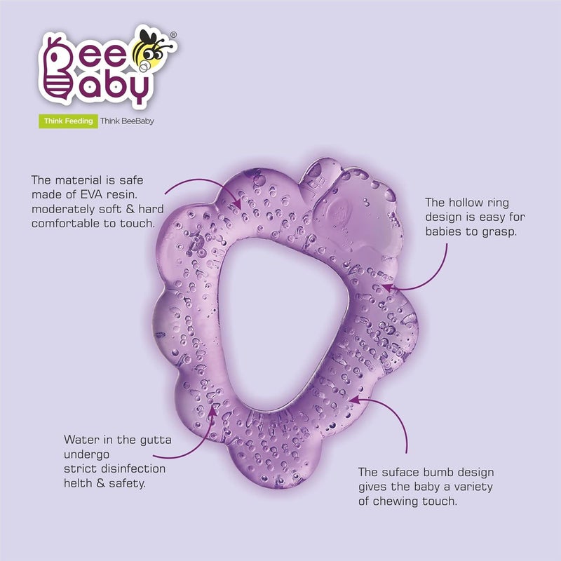 Beebaby Teethers for 6 to 12 Months BPA Free. Cooling Water Filled Baby Teether, Soft Teething Toy for Babies with Carry Case, Soothes Gums and Easy to Grip. 100% BPA, PVC Free. (Strawberry & Grapes - Pink_Violet, Pack of 2) - Image 5
