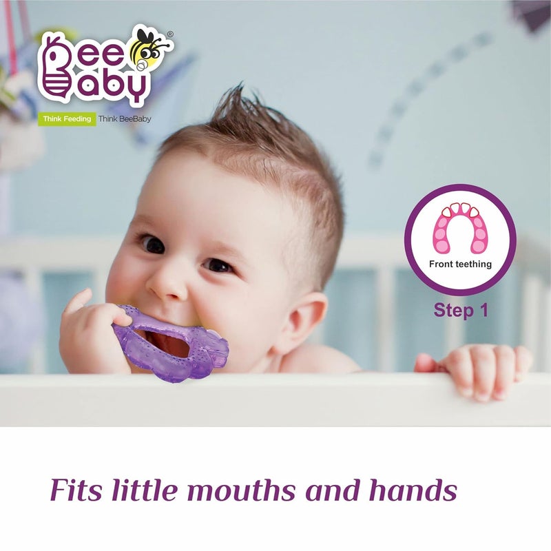 Beebaby Teethers for 6 to 12 Months BPA Free. Cooling Water Filled Baby Teether, Soft Teething Toy for Babies with Carry Case, Soothes Gums and Easy to Grip. 100% BPA, PVC Free. (Strawberry & Grapes - Pink_Violet, Pack of 2) - Image 4