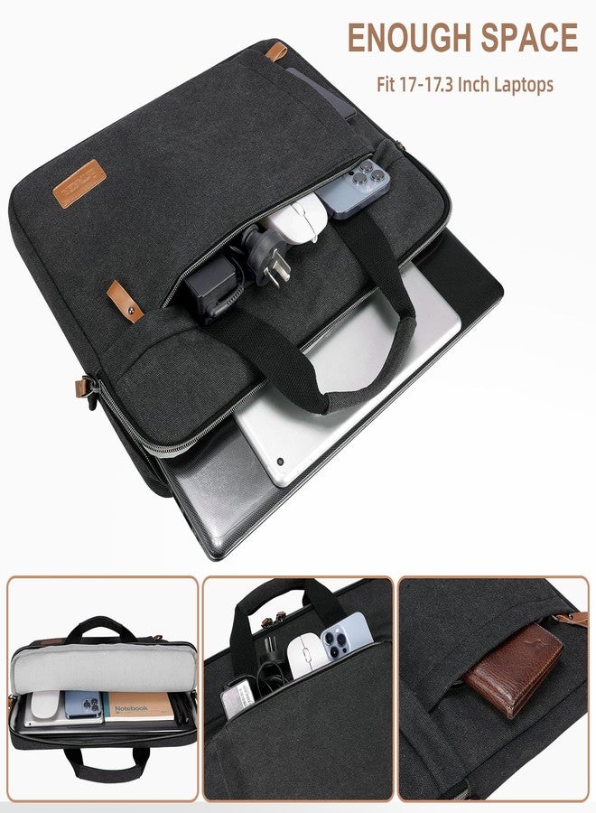 ESTARER Laptop Bag 17-17.3 Inch, Computer Bags for Men Water-resistant Canvas Laptop Case Slim Laptop Sleeve Fits Hp/Dell/Asus/Lenovo/Acer, Dark Grey - Image 3