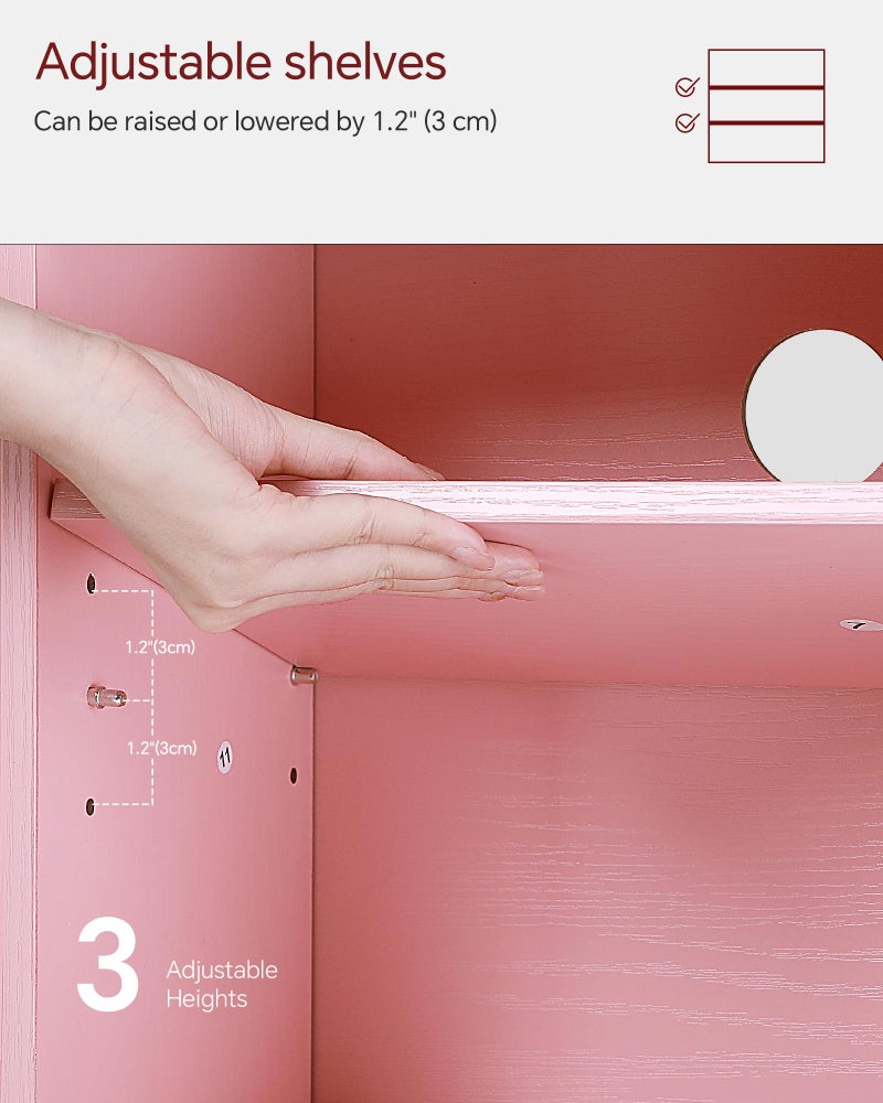SUNMORY 6 Tier Tree Bookshelf, Small Bookcase with Storage Cabinet, Modern Tall Narrow Bookshelves Organizer, Floor Standing Book Shelf for Bedroom/Living Room/Home Office/Corner, Pink - Image 4