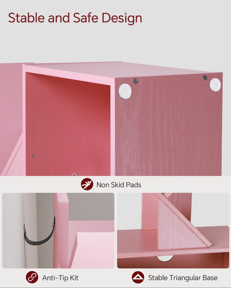 SUNMORY 6 Tier Tree Bookshelf, Small Bookcase with Storage Cabinet, Modern Tall Narrow Bookshelves Organizer, Floor Standing Book Shelf for Bedroom/Living Room/Home Office/Corner, Pink - Image 5