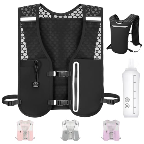 Katroiy Running Hydration Vest Adjustable Chest Straps Running Vest for Women Men with 500ml Soft Flask Lightweight Runners Vest Women for Hiking Trail Running Cycling Race MarathonBlack - Image 1