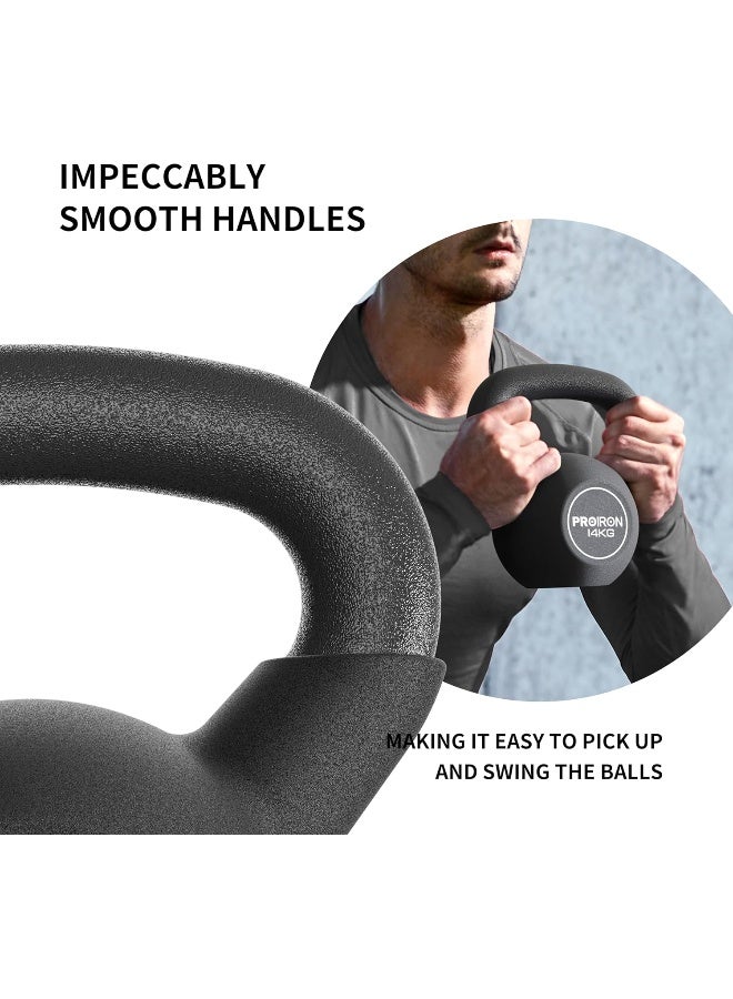 PROIRON أوزان كيتل بيل مغلفة بالنيوبرين من برو إيرون، كيتل بيل من الحديد الزهر، كيتل بيل لتدريب القوة لرفع الأثقال، والتكييف، والقوة وتدريب العضلات الأساسية من 4-20 كجم - Image 2