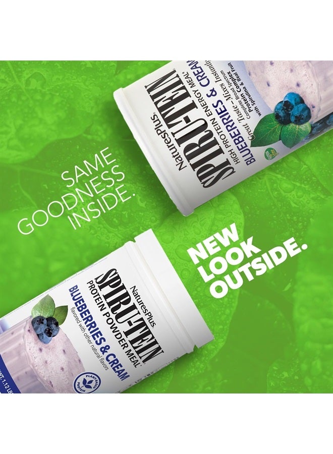 Natures Plus SPIRU-TEIN, Blueberries & Cream - 1.12 lb - Plant-Based Protein Powder - Vitamins & Minerals for Energy - Vegetarian, Gluten Free - 15 Servings - Image 2