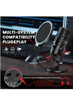 OneOdio FM1 USB Condenser Microphone Professional Studio DJ Recording Streaming Mic With Pop Filter For PC Laptop Gaming Youtube  - Image 2