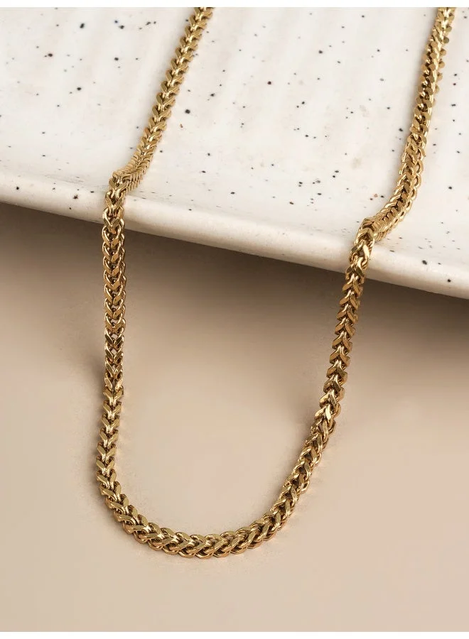 بالموناس PALMONAS 18k Gold Tone Plated Rounded Link Statement Chain for Men