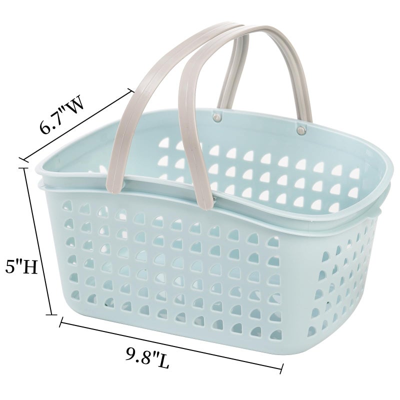 Lyellfe 4 Pack Shower Caddy Basket, Portable Storage Basket with Dual Handle, Stackable Plastic Caddy Organizer Bin for Campers, Bathroom, Dorm - Image 2