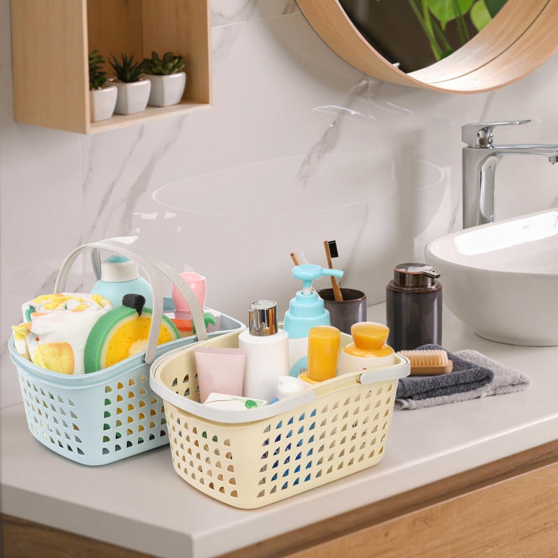 Lyellfe 4 Pack Shower Caddy Basket, Portable Storage Basket with Dual Handle, Stackable Plastic Caddy Organizer Bin for Campers, Bathroom, Dorm - Image 5