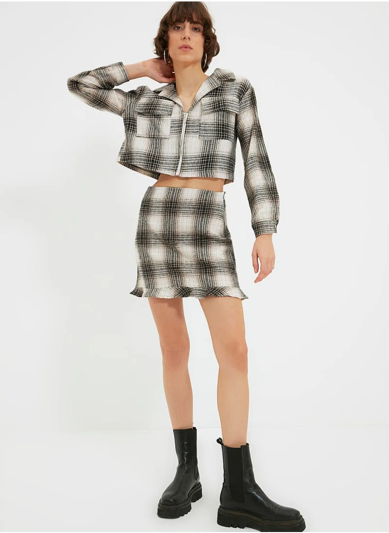 trendyol Checked Mini Skirt