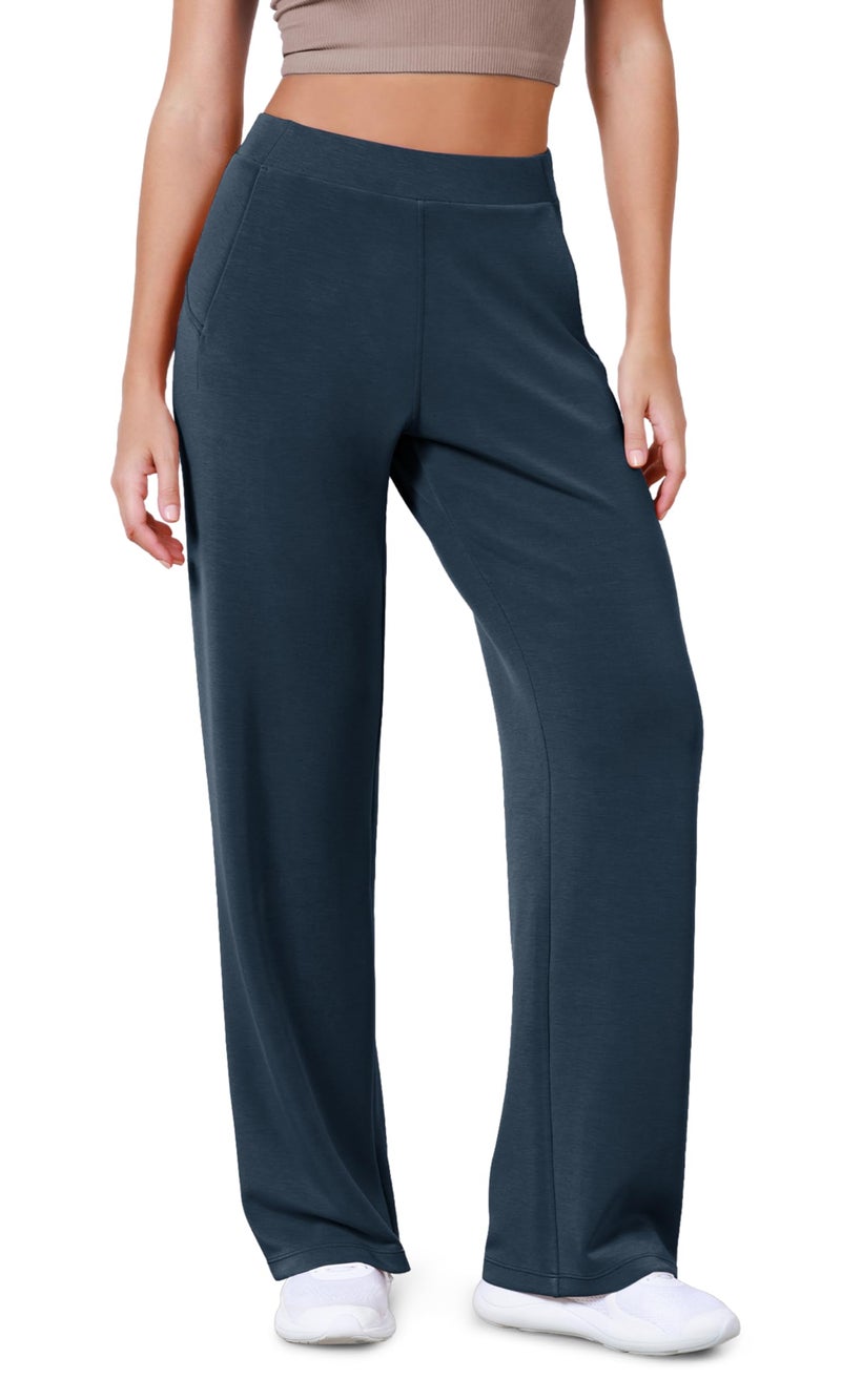 ODODOS Women's Modal Soft Wide Leg Pants Elastic High Waist Casual Lounge Relaxed Pants with Pockets - 31" Inseam, Navy, Large - Image 1