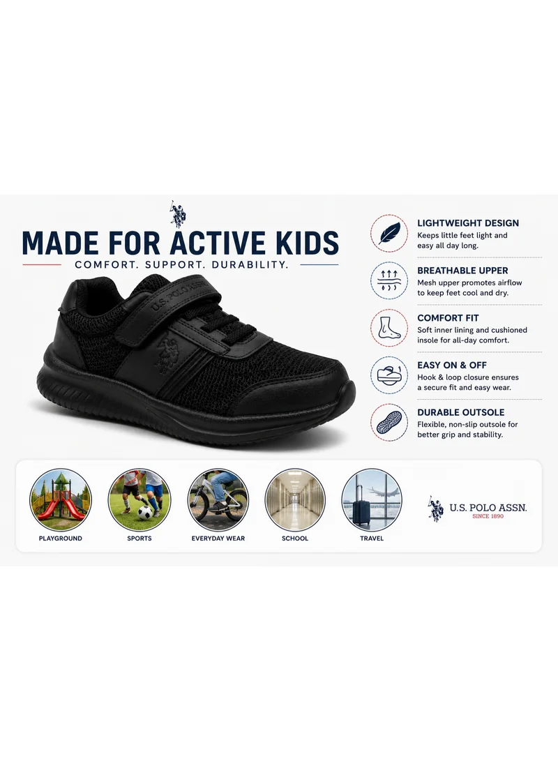 U.S. Polo Assn.  U.S. Polo Assn. Kids Casual Mesh Walking Shoes with Hook & Loop Strap Lightweight Comfortable Sneakers  | Best Price UAE