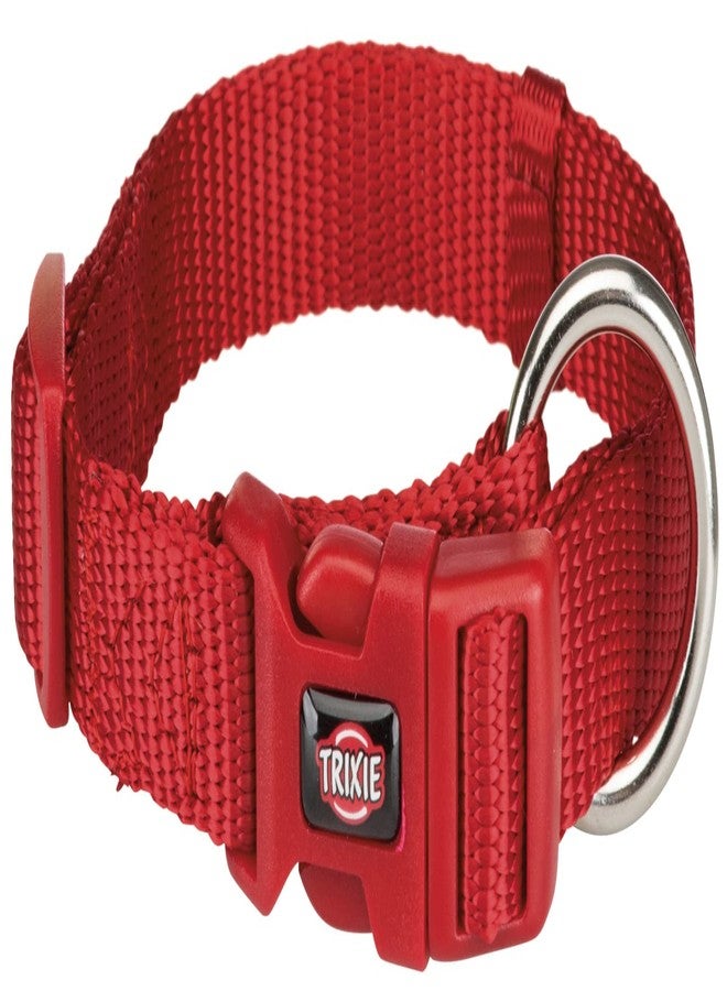 Trixie Nylon Premium Dog Collar Belt, Stylish Design, Adjustable Webbing Tape, Strain Relief, with Leash Connector, Neck Collar for Dogs, 35-55 Cm (M-L, Red) - Image 1