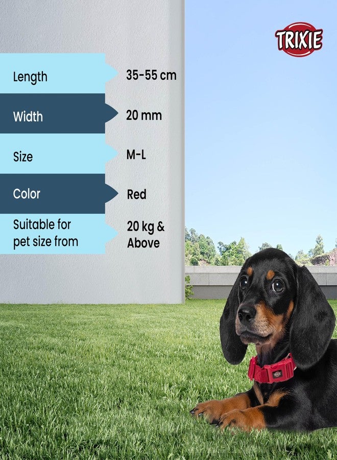 Trixie Nylon Premium Dog Collar Belt, Stylish Design, Adjustable Webbing Tape, Strain Relief, with Leash Connector, Neck Collar for Dogs, 35-55 Cm (M-L, Red) - Image 5