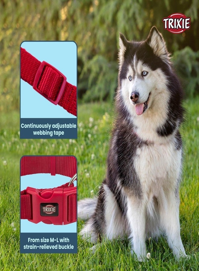 Trixie Nylon Premium Dog Collar Belt, Stylish Design, Adjustable Webbing Tape, Strain Relief, with Leash Connector, Neck Collar for Dogs, 35-55 Cm (M-L, Red) - Image 2