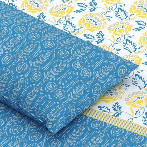 Home Ecstasy 100% Cotton Single Bedsheet with 1 Pillow Cover - (Size 59 x 87 inches, 140 TC, Colour - Blue: Crystal Wave) - Image 4
