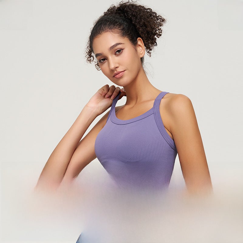 Seamless One-piece Chest Pad High-strength Sports Underwear Yoga Vest Shockproof Push-up Quick-drying Beauty Back Yoga Bra Black - Image 5