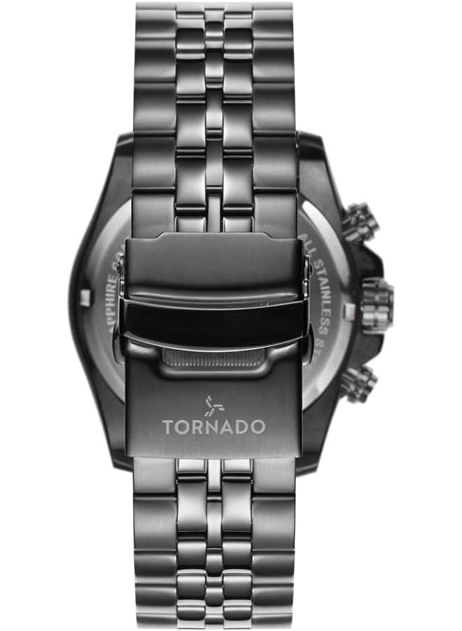 Tornado Men's Japan Quartz Movement Watch, Chronograph Display and Stainless Steel Strap - T3149B-XBXL, Gun Metal - Image 3