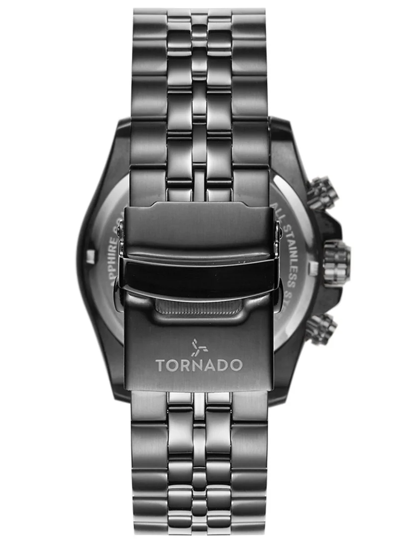 TORNADO Tornado CELESTIA CHRONO Men's Japan Quartz Movement Watch, Chronograph Display and Solid Stainless Steel Strap - T3149B-XBXL, Gun Metal