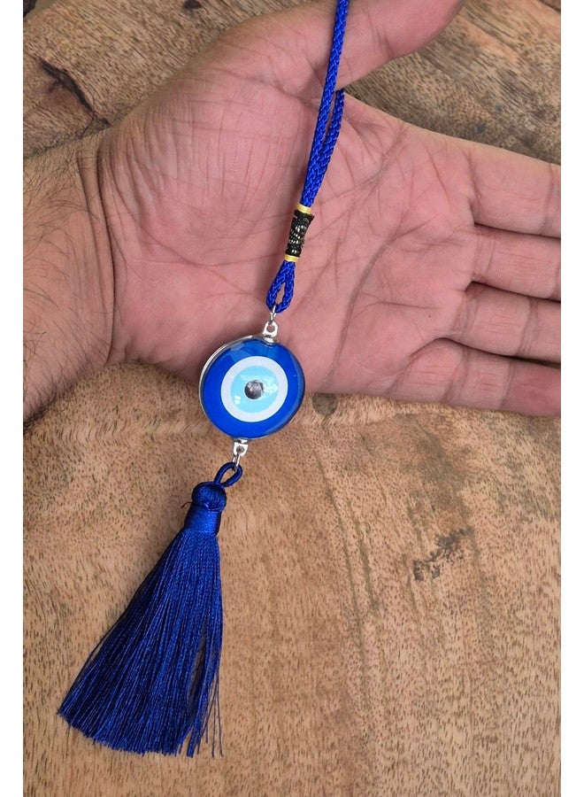 DT DECTONE Handcrafted Evil Eye Hanging Protective Home Decor with Blue Nazar Beads, Evil Eye Hanging for Car and Home Enterence, Fengshui Item for Positive Energy Wall Hanging (Round Evil Eye) - Image 3