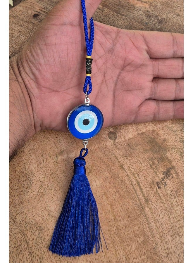 DT DECTONE Handcrafted Evil Eye Hanging Protective Home Decor with Blue Nazar Beads, Evil Eye Hanging for Car and Home Enterence, Fengshui Item for Positive Energy Wall Hanging (Round Evil Eye) - Image 5