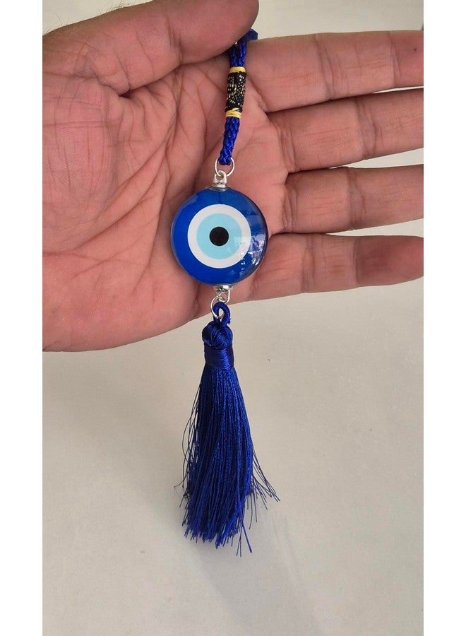 DT DECTONE Handcrafted Evil Eye Hanging Protective Home Decor with Blue Nazar Beads, Evil Eye Hanging for Car and Home Enterence, Fengshui Item for Positive Energy Wall Hanging (Round Evil Eye) - Image 1