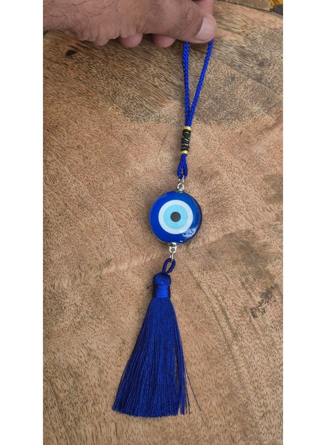 DT DECTONE Handcrafted Evil Eye Hanging Protective Home Decor with Blue Nazar Beads, Evil Eye Hanging for Car and Home Enterence, Fengshui Item for Positive Energy Wall Hanging (Round Evil Eye) - Image 4