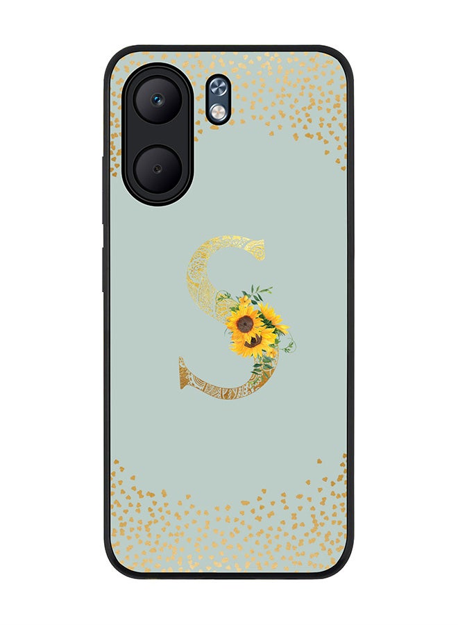 Stylizedd For Oppo A5x 5G / A5x 4G Case,Slim fit Camera Protection, Shockproof Thin Phone cover  - Custom Floral Monogram - S  (Light Grey )