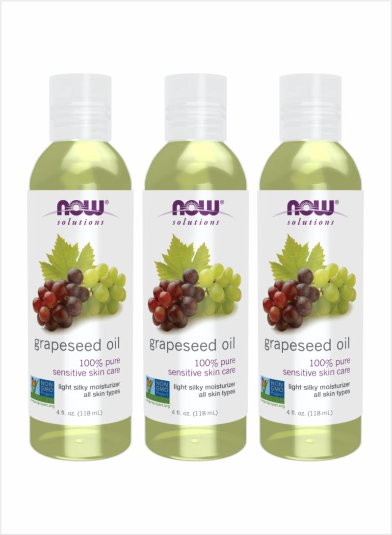 Now Essential Oils 100% Pure Grapeseed Oil – 118ml (Pack of 3)