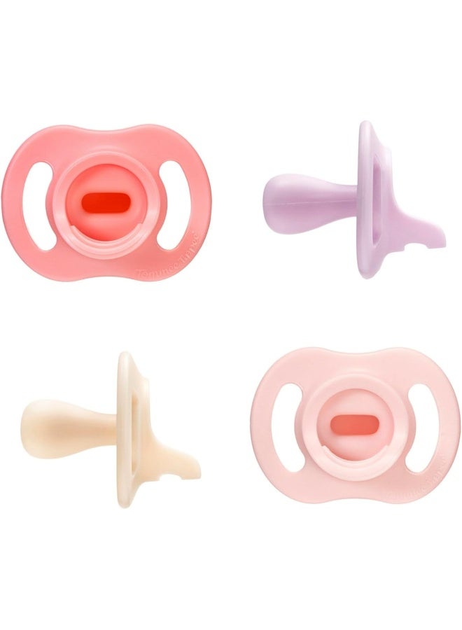 Tommee Tippee Ultra-Light StayPut Pacifier, One-Piece Silicone Design, 0-6m, 4 Pack - Image 1