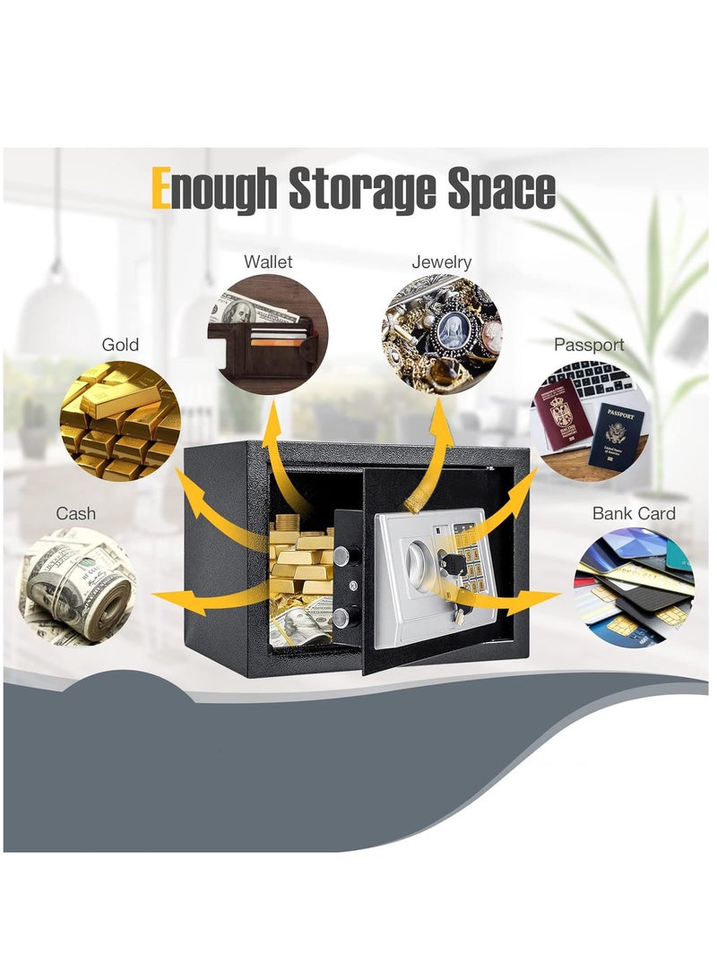 Safe Box, Electronic Safety Box with Digital Keypad and Emergency Keys,  Home Security Locker for  Valuables, Jewelry, Money and Documents, Black  - Image 2
