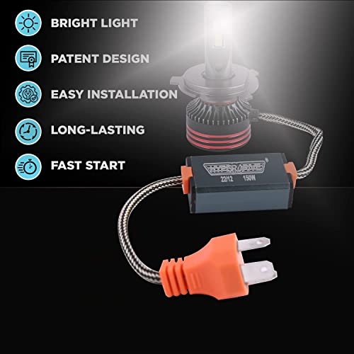 Pivalo PLHDH4 150W Hyperdrive H4 / H19 LED Headlight With High Performance Bulb Patent Design IP65 Water Resistant And Easy Installation For Automobiles(Set of 2) - Image 5